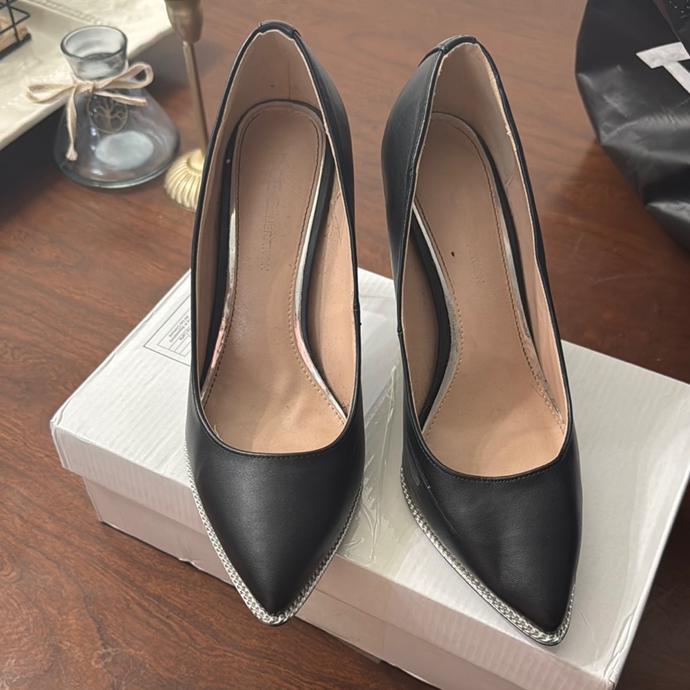 BCBGeneration Black Heels with Silver Accents